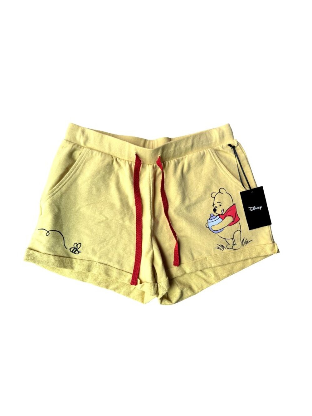 Disney Shorts Women Medium Winnie The Pooh Cuffed Shorts Lounge Casual NEW